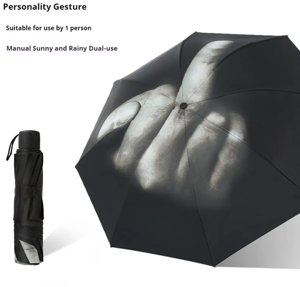 Auto Open Folding Umbrella with Gesture Print