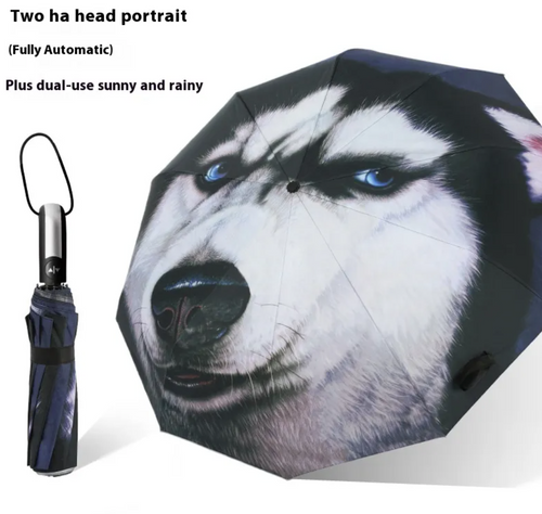 Auto Open Folding Umbrella with Gesture Print